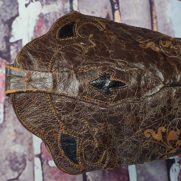 Corral Distressed Brown Embroidered Heeled Boots - Picture 9 of 15